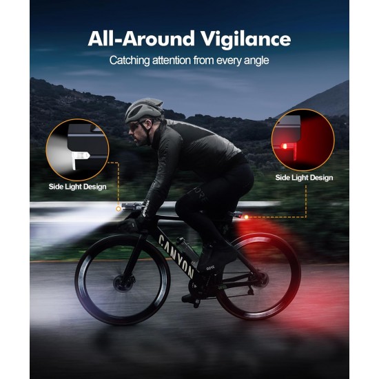 Ht-27 Şarjlı Bisiklet Işığı Ön Arka Flaşlı Usb 4 Mod Stop Lambası Aydınlatma Işık Seti IP65 Su Geçirmez Lamba Motosiklet Yan Işık