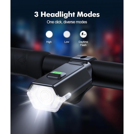 Ht-27 Şarjlı Bisiklet Işığı Ön Arka Flaşlı Usb 4 Mod Stop Lambası Aydınlatma Işık Seti IP65 Su Geçirmez Lamba Motosiklet Yan Işık