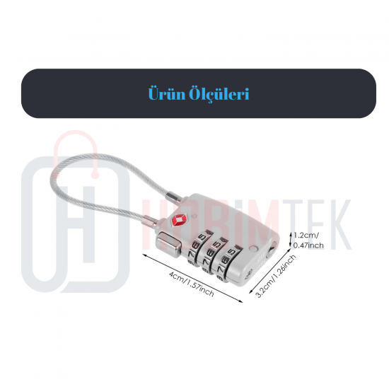 HT-32 Kırılmaz Şifreli Asma Kilit 3 Haneli Paslanmaz Esnek Kilit Valiz Çanta Kilidi Spor Salonu Çelik Dolap Kilidi TSA Onaylı	