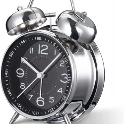 Yüksek Sesli Alarmlı Saat Büyük Boy Nostaljik Analog Çalar Saat Fosforlu Işıklı Alarmlı Metal Gövde Akar Saniyeli Sessiz Şarjlı Pilli Saat HT-860