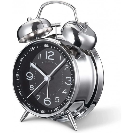 Yüksek Sesli Alarmlı Saat Büyük Boy Nostaljik Analog Çalar Saat Fosforlu Işıklı Alarmlı Metal Gövde Akar Saniyeli Sessiz Şarjlı Pilli Saat HT-860