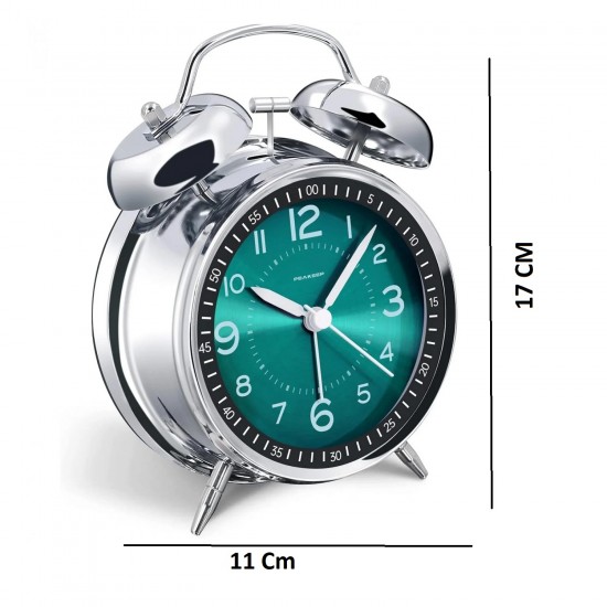 Yüksek Sesli Alarmlı Saat Büyük Boy Nostaljik Analog Çalar Saat Fosforlu Işıklı Alarmlı Metal Gövde Akar Saniyeli Sessiz Şarjlı Pilli Saat HT-860