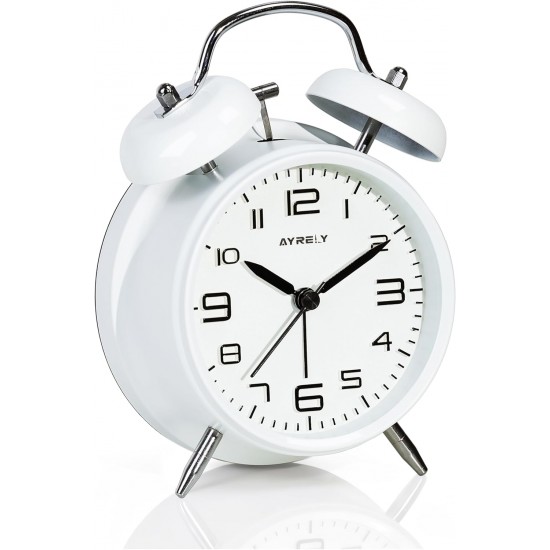 Yüksek Sesli Alarmlı Saat Nostaljik Analog Çalar Saat Fosforlu Işıklı Alarmlı Metal Gövde Akar Saniyeli Sessiz Pilli Saat HT-850