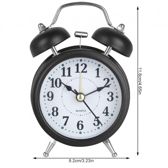 Yüksek Sesli Alarmlı Saat Nostaljik Analog Çalar Saat Fosforlu Işıklı Alarmlı Metal Gövde Akar Saniyeli Sessiz Pilli Saat HT-850