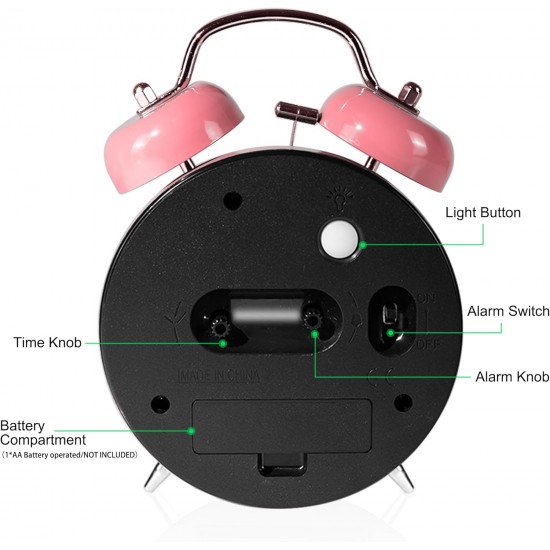 Yüksek Sesli Alarmlı Saat Nostaljik Analog Çalar Saat Fosforlu Işıklı Alarmlı Metal Gövde Akar Saniyeli Sessiz Pilli Saat HT-850