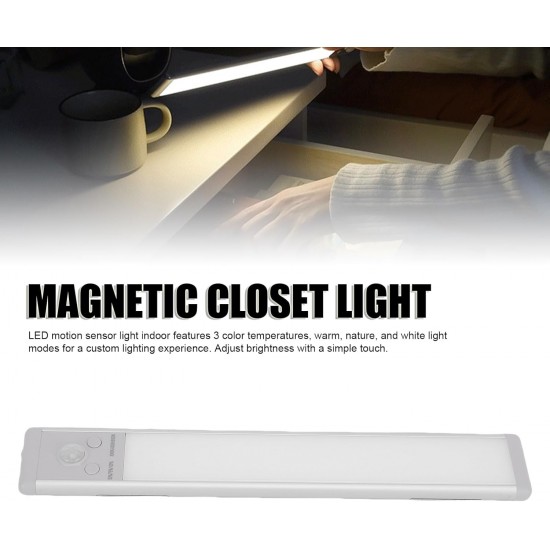 HT_33 Şarjlı Tak Çıkar Akıllı Hareket Sensörlü Kablosuz Led Lamba 76 Led 3 Farklı Renk Sıcaklığı 24 Cm Led Işık Mutfak Koridor Dolap 