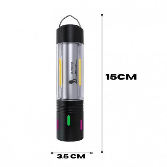 HT-736 Şarjlı EL Feneri Kamp Feneri Ortam Odaklı Taşınabilir Aydınlatma Asma Kancalı Lüküs Lamba