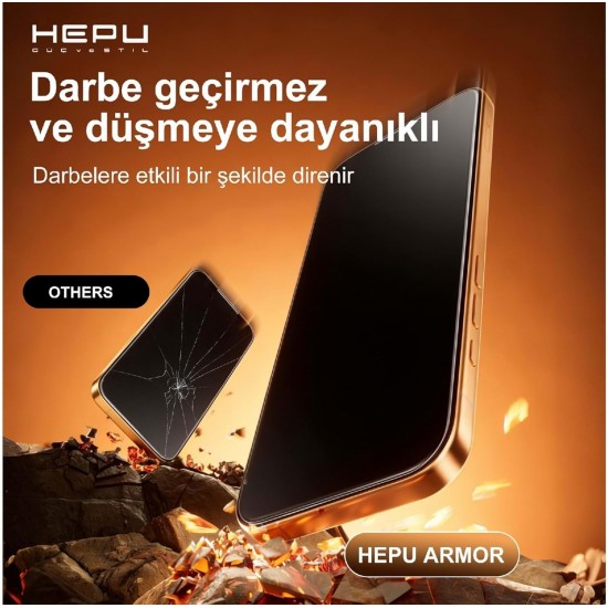 Hepu Armor Premium Apple Iphone Ekran Koruyucu 9H iphone 17/iphone/16 iphone 15/iphone 14/13/12/11 Tüm modeller İçin HD Ekran Koruyucu Darbelere Karşı Dayanıklı Temperli Cam