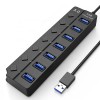 H-507 7 Port Usb 3.0 Hub Çoklayıcı Işıklı Açma Kapama Düğmeli Splitter Windows uyumlu Çoğaltıcı Switch  5 Gbps