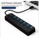 H-507 7 Port Usb 3.0 Hub Çoklayıcı Işıklı Açma Kapama Düğmeli Splitter Windows uyumlu Çoğaltıcı Switch  5 Gbps