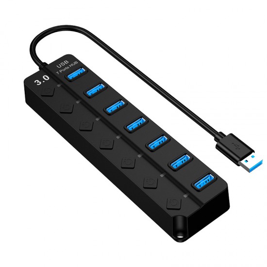 H-507 7 Port Usb 3.0 Hub Çoklayıcı Işıklı Açma Kapama Düğmeli Splitter Windows uyumlu Çoğaltıcı Switch  5 Gbps