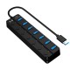 H-507 7 Port Usb 3.0 Hub Çoklayıcı Işıklı Açma Kapama Düğmeli Splitter Windows uyumlu Çoğaltıcı Switch  5 Gbps