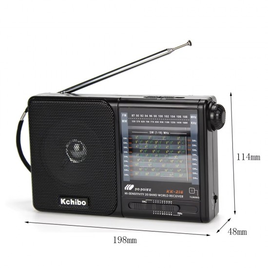 K-216 Dünya Radyosu AM FM SW 20 Bant Radyo Manuel Frekans Ayarlı Fm Radyo Hassas Pilli Cep Radyosu 