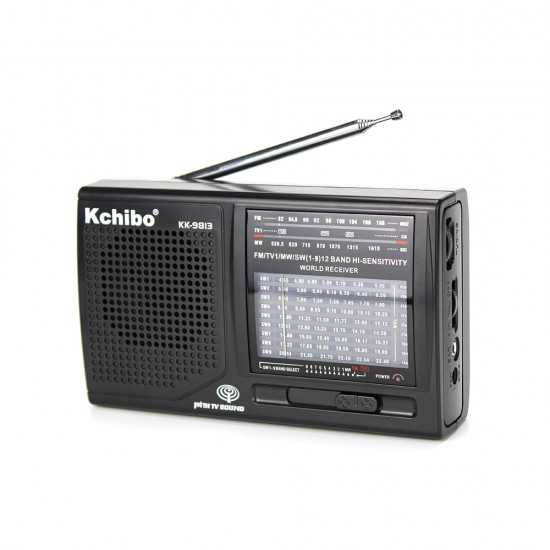 K-9813 Dünya Radyosu AM FM SW1-9 12 Bant Radyo Manuel Frekans Ayarlı Fm Radyo Hassas Pilli Cep Radyosu