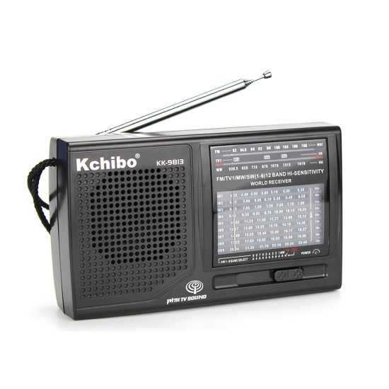 K-9813 Dünya Radyosu AM FM SW1-9 12 Bant Radyo Manuel Frekans Ayarlı Fm Radyo Hassas Pilli Cep Radyosu
