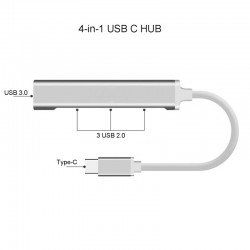 Hepu Type-c 3.1 To USB Hub 4 Port Metal Usb Çoğaltıcı Macbook Uyumlu usb 3.0 Hub Otg Usb Adaptör Çoklayıcı