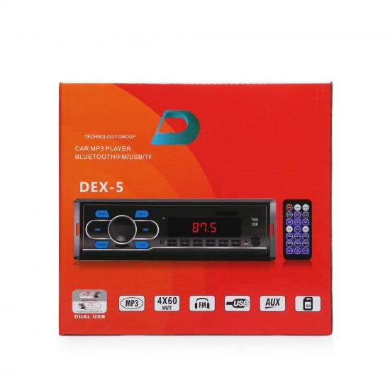 Dex-5 Oto Teyp Çift Usb Bluetooth Fm Usb Aux Sd Card Mp3 Led Ekran	4x60W