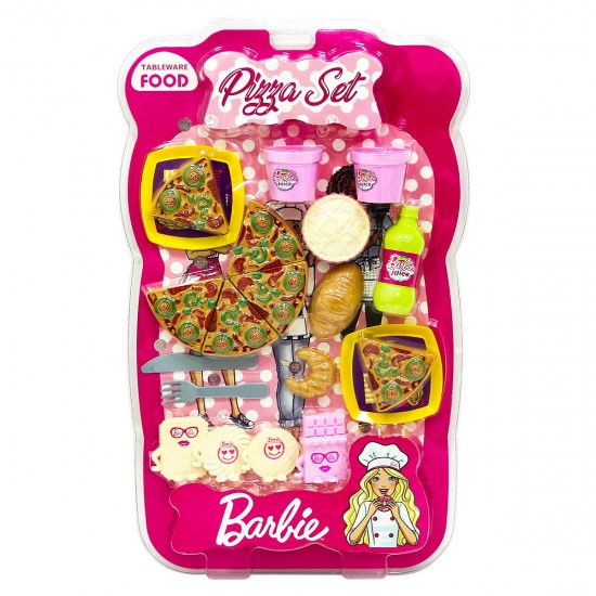 Barbie Lisanslı Pizza Seti  ve Tatlı Çeşitleri Büyük Boy Kız Oyun Seti