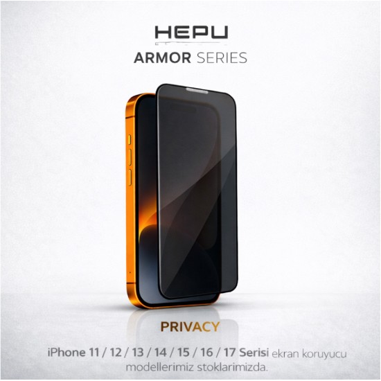 Hepu Armor Premium Privacy Apple Iphone Hayalet Ekran Koruyucu 9H iphone 17/iphone/16 iphone 15/iphone 14/13/12/11 Tüm modeller İçin HD Ekran Koruyucu Dayanıklı Temperli Cam 