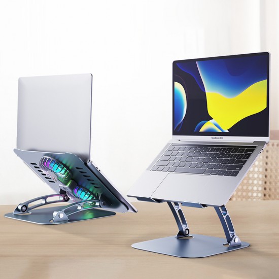 Ayarlanabilir Metal Laptop Standı Rgb Çift Fanlı Premium Serisi Notebook Tutucu Alüminyum Macbook Yükseltici