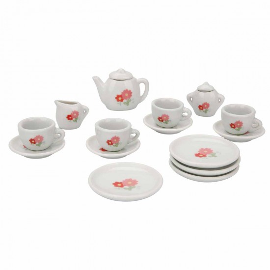 Porselen Çay Takımı 17 Parça - Çiçek Desenli Porselen Çay Takımı 17 Parça - Çiçek Desenli