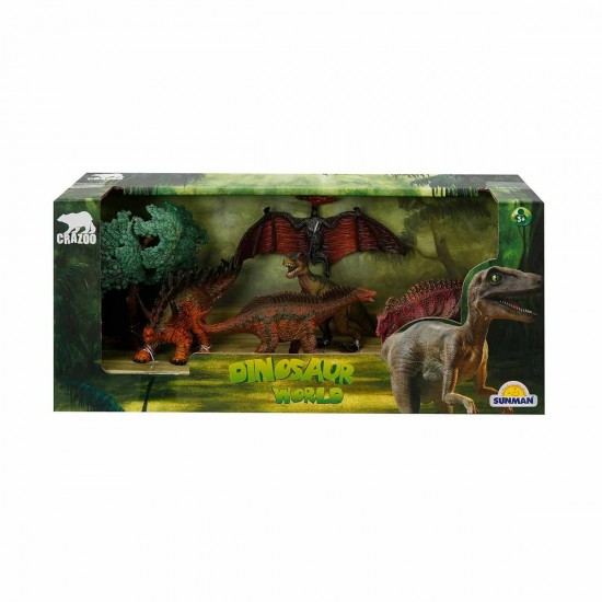 Dinozorların Dünyası 5'li Oyun Seti - Huayangosaurus Turuncu-Yeşil