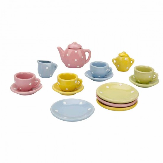 Porselen Çay Takımı 17 Parça - Çiçek Desenli Porselen Çay Takımı 17 Parça - Çiçek Desenli