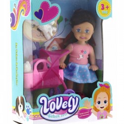 Lovely Mini Bebek Pembe Sepetli Evcil Hayvanlı Oyun Seti